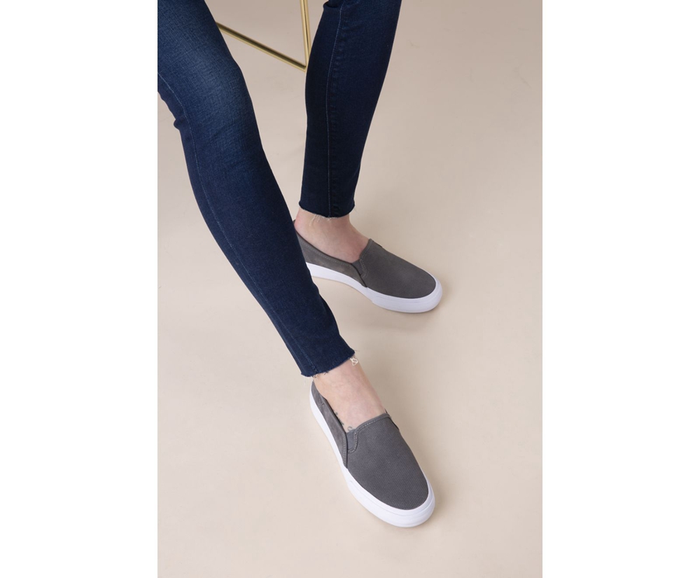 Slip Ons Keds Mujer Grises - Double Decker Suede - 6054-CTUZY